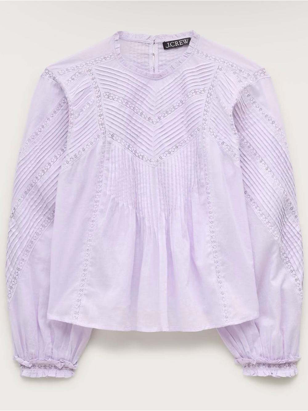 NWT J. Crew Lace-trim Pintuck Top Cotton Voile Lavender Blush Purple